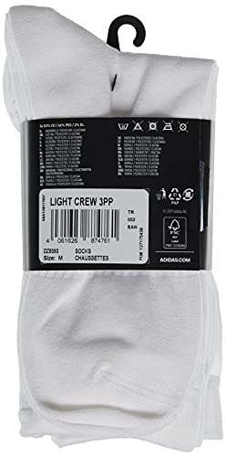 adidas Light Crew 3PP Calcetines, Unisex Adulto, White/White/White, M