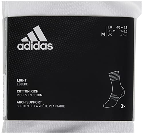 adidas Light Crew 3PP Calcetines, Unisex Adulto, White/White/White, M