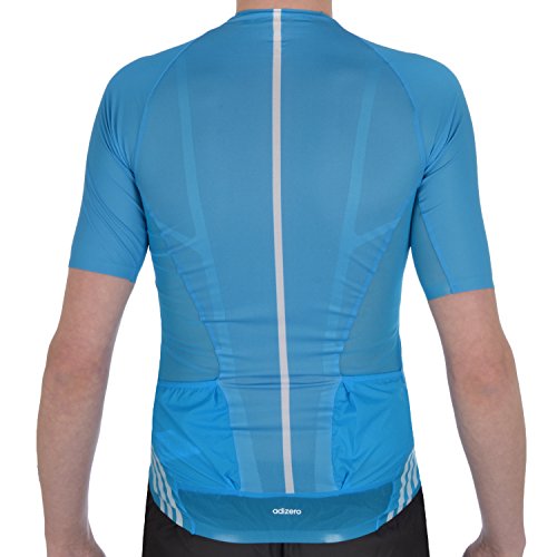 adidas Maillot Cyclisme Adizero SSJSYM Bleu G82315. Taille FR = M