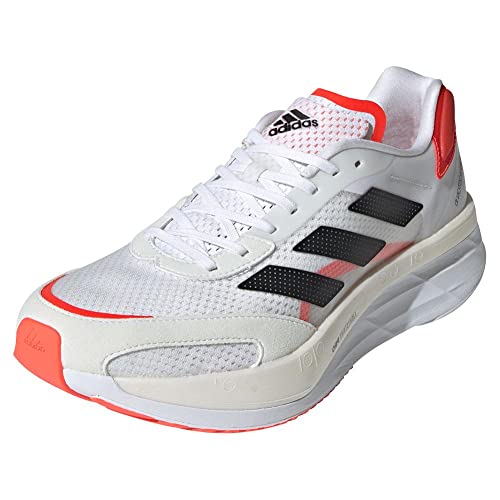 adidas Men's Adizero Boston 10, Cloud White/Core Black/Solar Red, 10