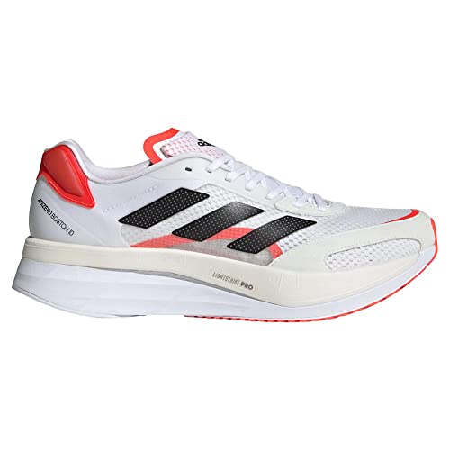 adidas Men's Adizero Boston 10, Cloud White/Core Black/Solar Red, 10