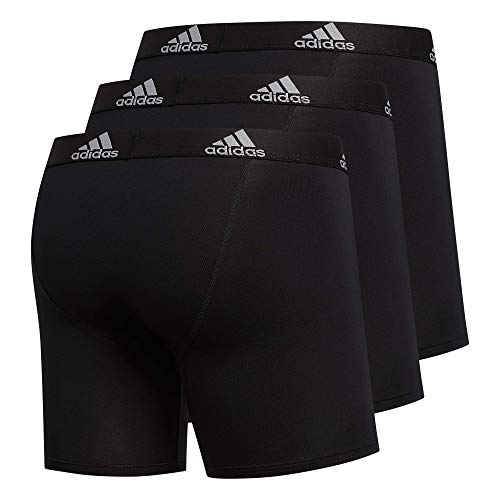 adidas Men's Performance Boxer Brief Underwear (3-Pack) Boxed, Black/Light Onix Grey, Large