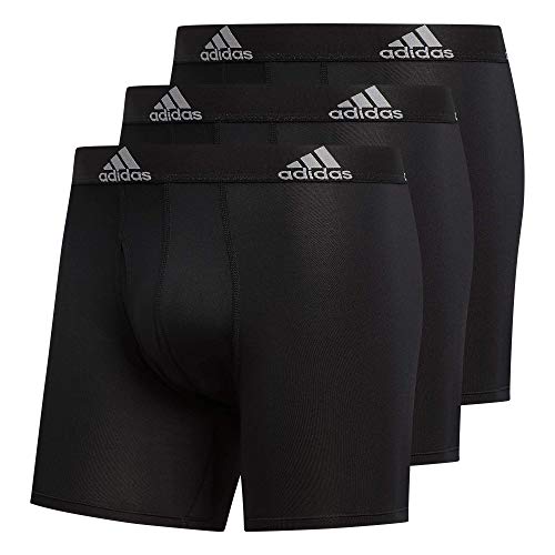 adidas Men's Performance Boxer Brief Underwear (3-Pack) Boxed, Black/Light Onix Grey, Large