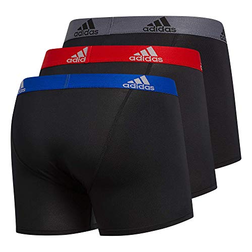 adidas Men's Performance Trunk Underwear (3-Pack) Boxed, Black/Collegiate Royal Blue/Scarlet Red, Large