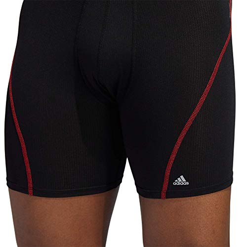 adidas Men's Sport Performance Mesh Boxer Brief Underwear (3-Pack), Black/Scarlet/Onix Scarlet/Black/Onix Onix/Black/S, Large