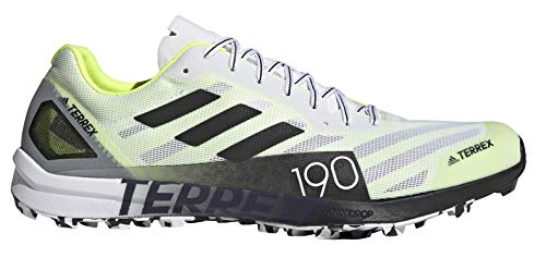 adidas Men's Terrex Speed Pro Trail Running Shoe, Cloud White/Core Black/Solar Yellow - 7