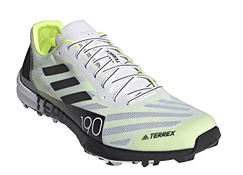 adidas Men's Terrex Speed Pro Trail Running Shoe, Cloud White/Core Black/Solar Yellow - 7