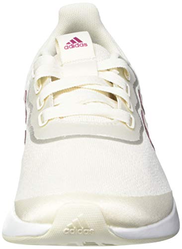 adidas QT Racer Sport, Sneaker Mujer, Chalk White/Cherry Metallic/Silver Metallic, 38 2/3 EU