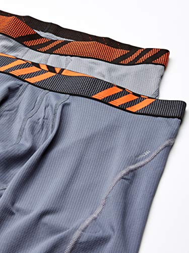 adidas Ropa Interior Deportiva de Malla para Hombre (2 Unidades), Gris/Naranja Solar Onix/Naranja Solar, PEQUEÑO