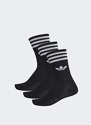 Adidas Solid Crew, Calcetines Unisex Adulto, negro / blanco, 43/46, paquete de 3