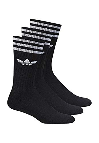 Adidas Solid Crew, Calcetines Unisex Adulto, negro / blanco, 43/46, paquete de 3