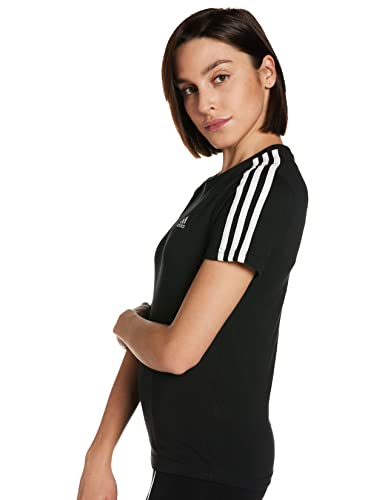 adidas W E Lin Slim T Camiseta de Manga Corta, Mujer, Negro (Black/White), M