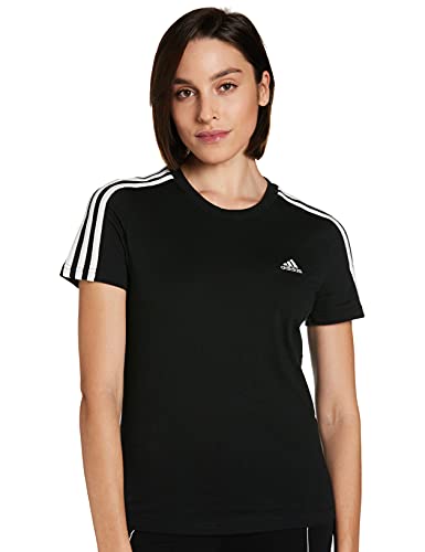 adidas W E Lin Slim T Camiseta de Manga Corta, Mujer, Negro (Black/White), M