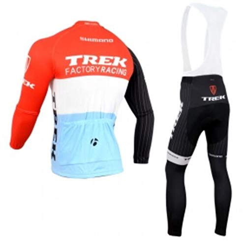 ADKE Hombres Jerseys Maillot Ciclismo Pantalones Largos Mangas Largas de Ciclismo Ropa Maillot para Deportes al Aire Libre Ciclo Bicicleta (L, TREKRED)