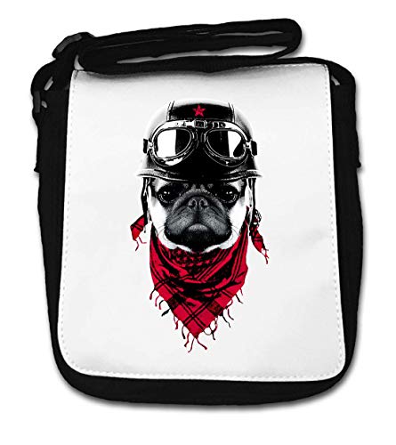 Adventurer Biker Traveler Pug Dog Small Shoulder Bag