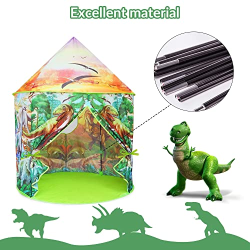 Aedcbaide Extraordinarias tiendas de campaña de dinosaurio con espacio cohete, tienda de campaña de 130 x 100 x 100 cm para 3 años o más, tienda de campaña para niños para interiores y exteriores