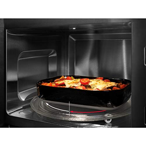 AEG MSB2548C-M Microondas Integrable con Grill de 1100 W, Display LED táctil, Luz interior, Apertura electrónica, Programa descongelar, Convección, Marco Semi-Integrado, 900 W, Negro/ Inox, 23 L