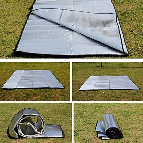 Aehma Estera aislante de aluminio para dormir para camping, 200 x 150 cm, esterilla aislante plegable, esterilla térmica de aluminio, ultraligera (plata, 200 x 150 cm)