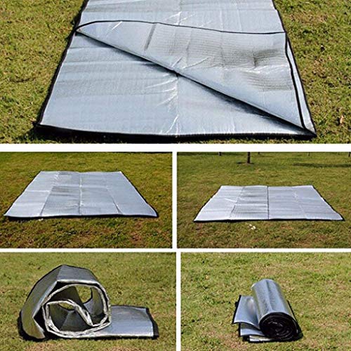 Aehma Estera aislante de aluminio para dormir para camping, 200 x 150 cm, esterilla aislante plegable, esterilla térmica de aluminio, ultraligera (plata, 200 x 150 cm)