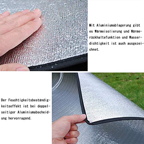 Aehma Estera aislante de aluminio para dormir para camping, 200 x 150 cm, esterilla aislante plegable, esterilla térmica de aluminio, ultraligera (plata, 200 x 150 cm)