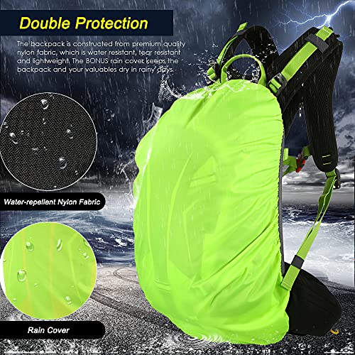 Aeike Bolsa Ultraligera Transpirable Impermeable para Bicicleta, Mochila de montañismo，Senderismo, equitación, Viaje,Adulto Color Verde 20L