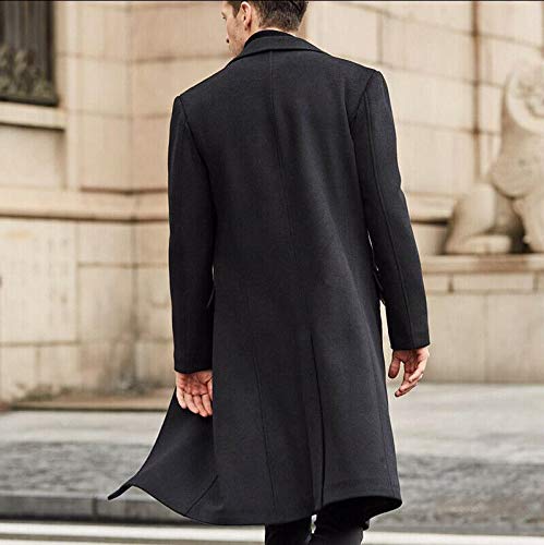 Aelle Abrigo largo de lana para hombre, de PEA, gabardina de invierno, corte ajustado, de negocios, de calidad Negro XXL