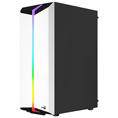 Aerocool BIONICV1WH Blanca, Caja Gaming RGB ATX, Cristal Templado+Ventilador 12cm