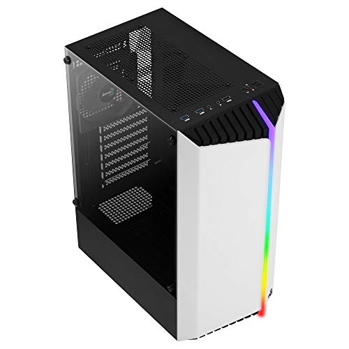 Aerocool BIONICV1WH Blanca, Caja Gaming RGB ATX, Cristal Templado+Ventilador 12cm