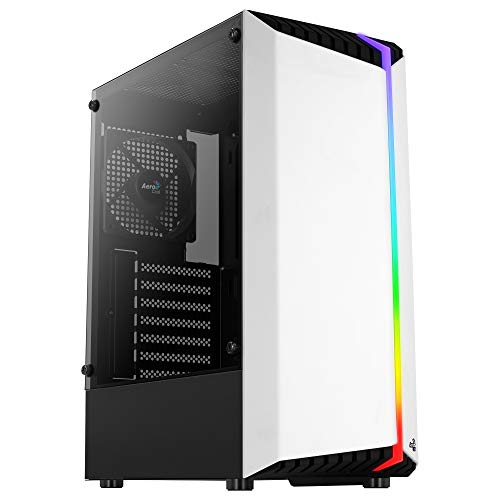 Aerocool BIONICV1WH Blanca, Caja Gaming RGB ATX, Cristal Templado+Ventilador 12cm