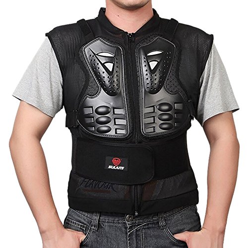 Aesy Chaleco de Moto, Adulto Sin Mangas Respirable Elástico Ajustable Al Aire Libre Ciclismo Protector Chaleco (M, Negro)