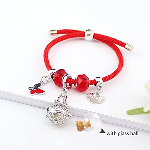 AETTP Medallón Hueco De 1 Pieza con Medallón De Memoria De Orbe De Vidrio Rellenable Medallón De Urna De Vidrio Rellenable Brazalete Ajustable para Mujeres 004 con Bola Transparente