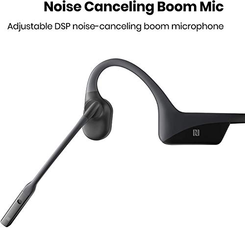 AfterShokz Opencomm Auriculares estéreo inalambricos de conduccion osea Bluetooth con microfono Boom con cancelacion de Ruido para la Oficina, el hogar, el Negocio, Conductores de Camiones