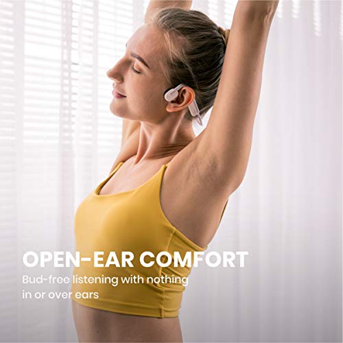 AfterShokz OpenMove, Auriculares Deportivos Inalámbricos con Bluetooth 5.0, Tecnología de Conducción Ósea, Carga USB-C, Micrófono Incorporado, Diseño Open-Ear, Blanco