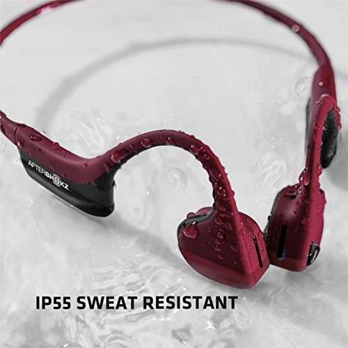 AfterShokz Trekz Air - Auriculares inalámbricos, conducción ósea (Bluetooth, Resistentes al Sudor, con micrófono, para Deportes), Color Rojo