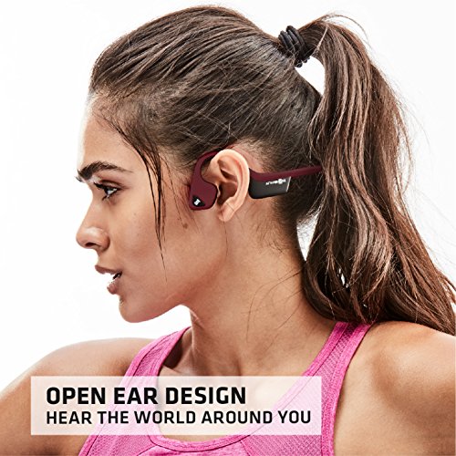 AfterShokz Trekz Air - Auriculares inalámbricos, conducción ósea (Bluetooth, Resistentes al Sudor, con micrófono, para Deportes), Color Rojo