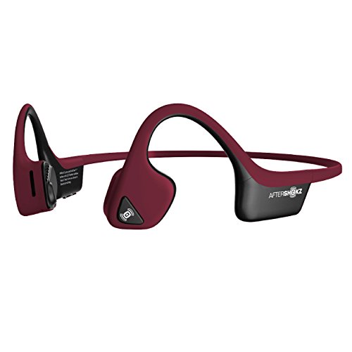 AfterShokz Trekz Air - Auriculares inalámbricos, conducción ósea (Bluetooth, Resistentes al Sudor, con micrófono, para Deportes), Color Rojo