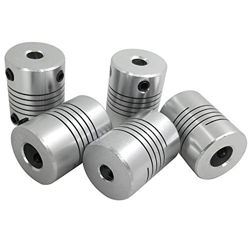 AFUNTA - 5 acoplamientos ajustables de 5 mm a 8 mm, compatibles con motores paso a paso NEMA 17, utilizados en máquinas CNC pequeñas e impresora 3D Prusa i3 u ORD Bot, con 2 llaves Allen