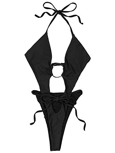 Agoky Sexy Micro Bikinis Mujer Bañador Mini G-String Tanga Playa Women Trajes de Baño Sexy Swimwear Lencería Negro L