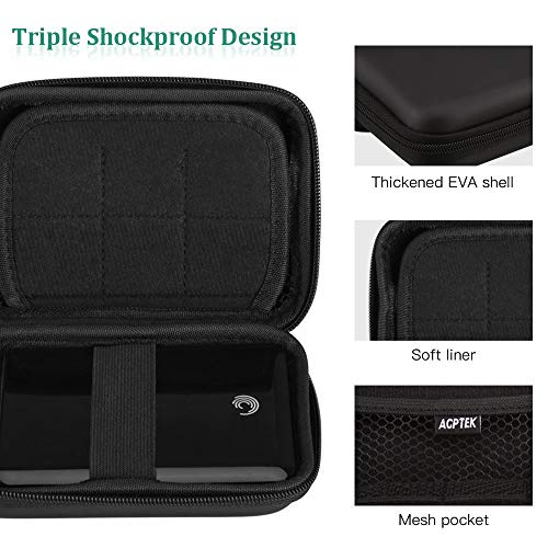 AGPTEK Funda de Disco Duro 2.5", Estuche Rígida Antigolpes con Cremallera para Disco Duro Externo Toshiba, WD My Passport, Seagate, Samsung 5T/3T, HDD, SSD, Lacie, U Disk,SD Card, USB Cable, Negro