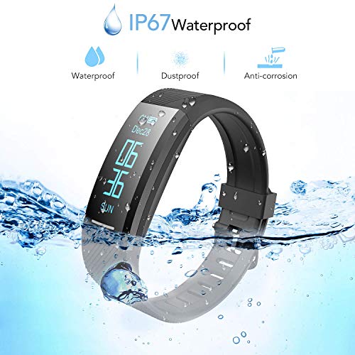 AGPTEK Pulsera de Actividad Inteligente Impermeable IP67, Reloj Deportivo con GPS Podómetro, Monitor de Ritmo, Calorías, Sueño Notificación etc para Hombre Mujer Niños, Negro C11