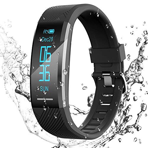 AGPTEK Pulsera de Actividad Inteligente Impermeable IP67, Reloj Deportivo con GPS Podómetro, Monitor de Ritmo, Calorías, Sueño Notificación etc para Hombre Mujer Niños, Negro C11