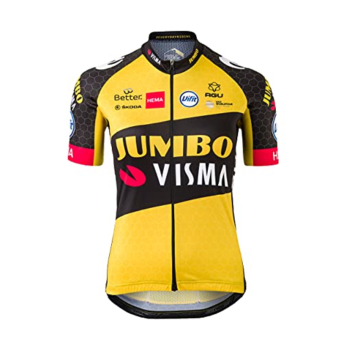 AGU Replica Team Jumbo Visma 2021 Mujer, Maillot Ciclismo Mujer Verano, Ropa de Ciclismo Oficial del Equipo de Ciclismo Profesional Jumbo Visma - Amarillo - S