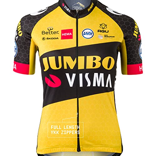 AGU Replica Team Jumbo Visma 2021 Mujer, Maillot Ciclismo Mujer Verano, Ropa de Ciclismo Oficial del Equipo de Ciclismo Profesional Jumbo Visma - Amarillo - L