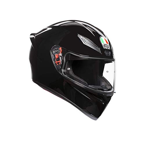 AGV E2205 K1 Solid Casco Moto Integral, Hombre, Negro, L