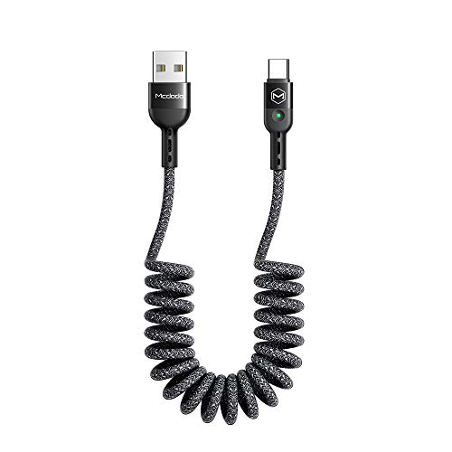 AICase Cable USB Tipo C retráctil,Cable Tipo C en Espiral para Coche, Carga y sincronización de Datos,Cable Cargador USB C