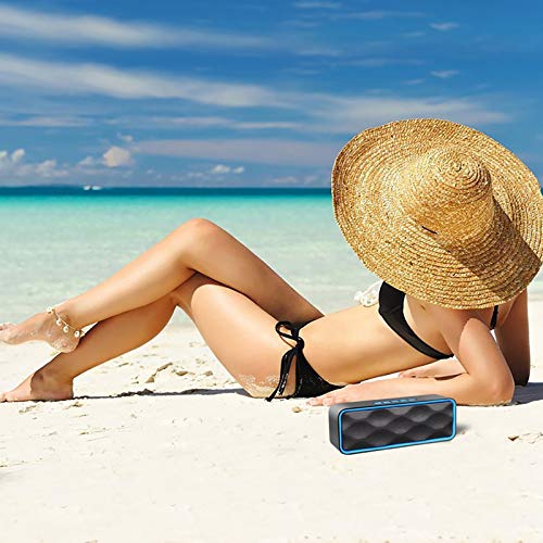 Aigoss Altavoz Bluetooth Portátil Inalámbrico Estereo Exteriores con Audio HD Altavoz de Doble Controlador Integrado, Bluetooth 4.2, Llamadas Manos Libres y TF Tarjeta, Azul