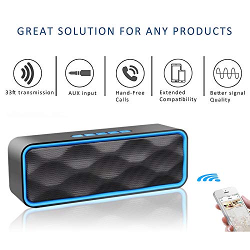 Aigoss Altavoz Bluetooth Portátil Inalámbrico Estereo Exteriores con Audio HD Altavoz de Doble Controlador Integrado, Bluetooth 4.2, Llamadas Manos Libres y TF Tarjeta, Azul