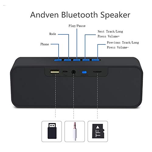 Aigoss Altavoz Bluetooth Portátil Inalámbrico Estereo Exteriores con Audio HD Altavoz de Doble Controlador Integrado, Bluetooth 4.2, Llamadas Manos Libres y TF Tarjeta, Azul