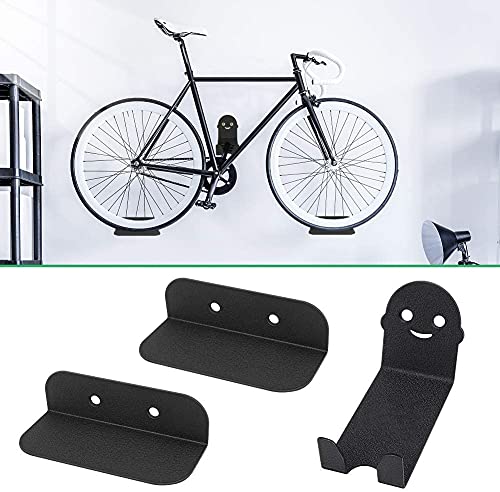 AIlysa 3 En 1 Soporte Bicicletas Pared, Gancho para Pedal, pedal de montaje Metal en pared, con Pernos de expansión, Tornillos. Compatible con todo tipo de bicicletas