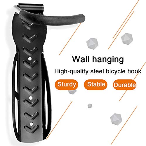 aiMaKE Gancho para Colgar Bicicleta en la Pared Paquete - Soporte de pared bicicleta gancho pared retención de montaje con tornillos -Soporta hasta 30 kg cada uno - Negro (4 Unidades)